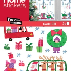 Sticker Fenêtre Voitures Et Cadeaux De Noël 24 X 3 X 36 Cm