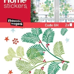 Sticker Fenêtre Branches De Noël Vertes 24 X 3 X 36 Cm