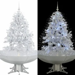VIDAXL Arbre De Noël Neigeux Avec Base De Parapluie Blanc 140 Cm