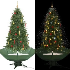 VIDAXL Arbre De Noël Neigeux Avec Base De Parapluie Vert 190 Cm