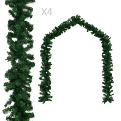VIDAXL Guirlandes De Noël 4 Pcs Vert 270 Cm PVC