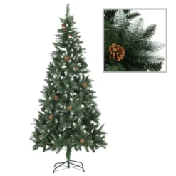 VIDAXL Sapin De Noël Avec Pommes De Pin Et Paillettes Blanches 210 Cm -Vidaxl Soldes Boutique 8719883680651 a en hd 1 5f50e51edf39e 2