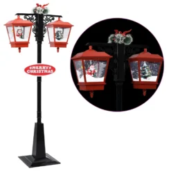 VIDAXL Lampadaire De Noël Avec Père Noël Noir Et Rouge 81x40x188cm PVC