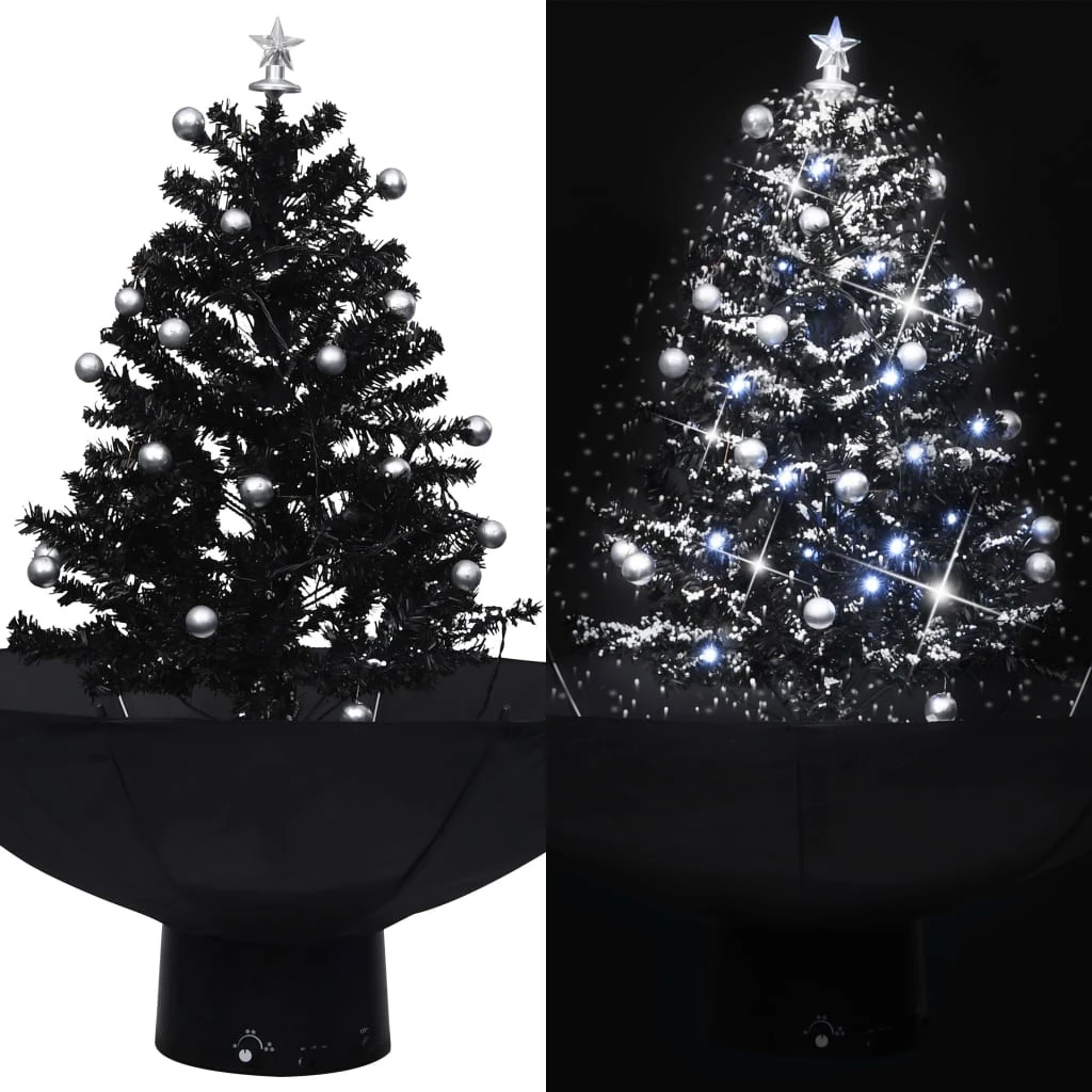 VIDAXL Arbre De Noël Neigeux Avec Base De Parapluie Noir 75 Cm PVC 1 VIDAXL Arbre De Noël Neigeux Avec Base De Parapluie Noir 75 Cm PVC