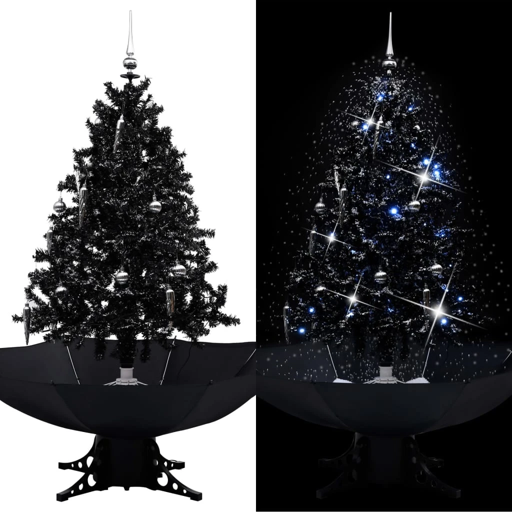 VIDAXL Arbre De Noël Neigeux Avec Base De Parapluie Noir 140 Cm PVC 1 VIDAXL Arbre De Noël Neigeux Avec Base De Parapluie Noir 140 Cm PVC