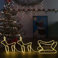 VIDAXL Décoration De Noël Rennes Et Traîneau 576 LED Extérieur