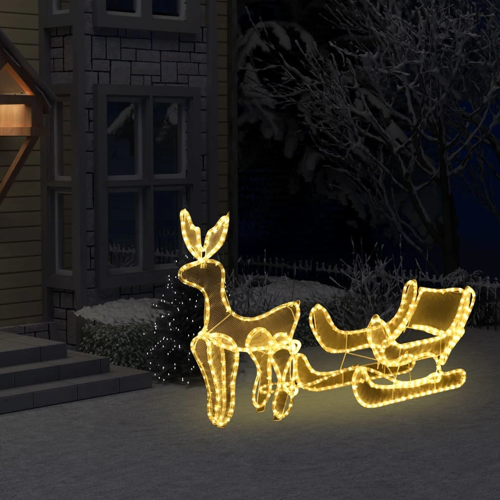 VIDAXL Cordon Lumineux De Noël Renne Et Traîneau Avec Maille 432 LED 3 VIDAXL Cordon Lumineux De Noël Renne Et Traîneau Avec Maille 432 LED – Image 3