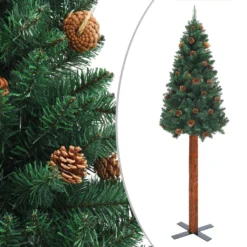 VIDAXL Sapin De Noël Mince Avec Bois Véritable Et Cônes Vert 150cm PVC 5 VIDAXL Sapin De Noël Mince Avec Bois Véritable Et Cônes Vert 150cm PVC -Vidaxl Soldes Boutique 8720286011560 a en hd 1 5fae894748c55 2