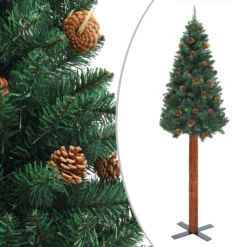 VIDAXL Sapin De Noël Mince Avec Bois Véritable Et Cônes Vert 180cm PVC -Vidaxl Soldes Boutique 8720286011577 a en hd 1 5fae8947cf993 2