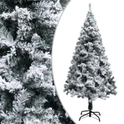 VIDAXL Sapin De Noël Artificiel à Flocons De Neige Vert 150 Cm PVC