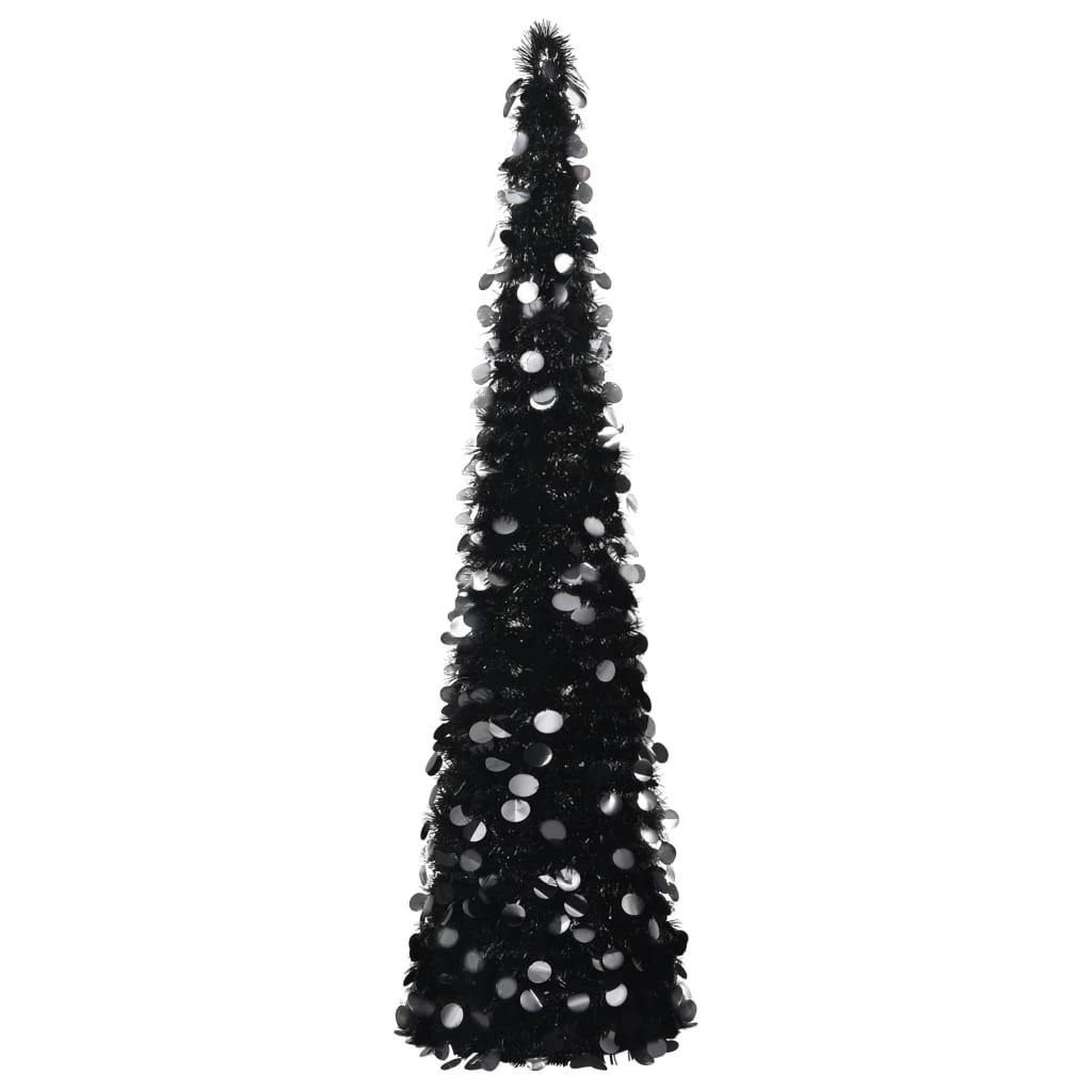 VIDAXL Sapin De Noël Artificiel Escamotable Noir 180 Cm PET 3 VIDAXL Sapin De Noël Artificiel Escamotable Noir 180 Cm PET – Image 3