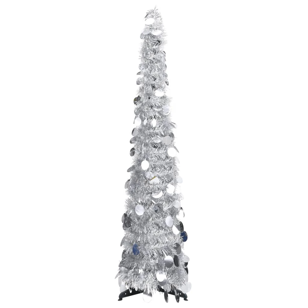 VIDAXL Sapin De Noël Artificiel Escamotable Argenté 120 Cm PET 2 VIDAXL Sapin De Noël Artificiel Escamotable Argenté 120 Cm PET – Image 2