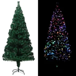VIDAXL Sapin De Noël Artificiel Avec Support Vert 240 Cm Fibre Optique -Vidaxl Soldes Boutique 8720286015056 m en hd 1 5fae893283447 2
