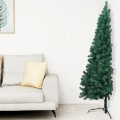 VIDAXL Sapin De Noël Artificiel Moitié Avec Support Vert 210 Cm PVC