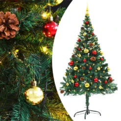 VIDAXL Arbre De Noël Artificiel Avec Boules Et Led Vert 150 Cm