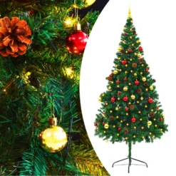 VIDAXL Arbre De Noël Artificiel Avec Boules Et LED Vert 210 Cm