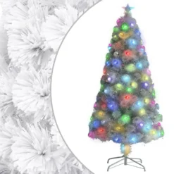 VIDAXL Sapin De Noël Artificiel Avec Led Blanc 120 Cm Fibre Optique