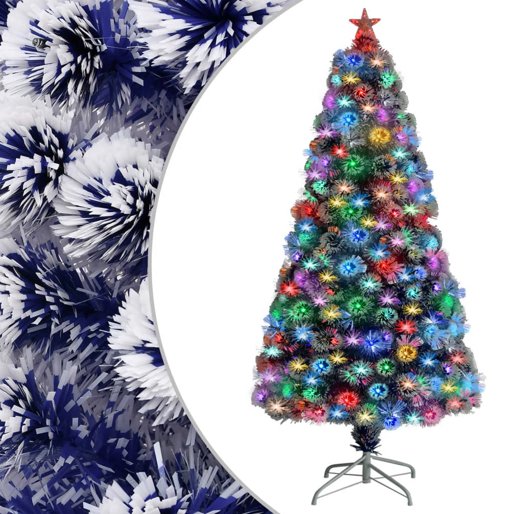 VIDAXL Sapin De Noël Artificiel Led Blanc Et Bleu 120 Cm Fibre Optique 1 VIDAXL Sapin De Noël Artificiel Led Blanc Et Bleu 120 Cm Fibre Optique