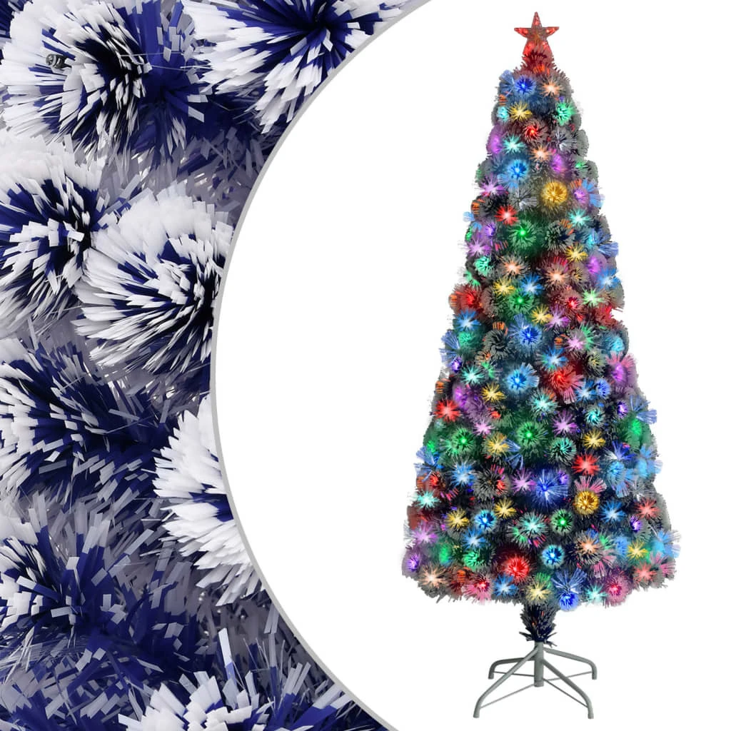 VIDAXL Sapin De Noël Artificiel Led Blanc Et Bleu 180 Cm Fibre Optique 1 VIDAXL Sapin De Noël Artificiel Led Blanc Et Bleu 180 Cm Fibre Optique