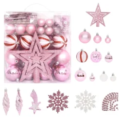 VIDAXL Ensemble De Boules De Noël 65 Pcs Rose / Rouge / Blanc -Vidaxl Soldes Boutique 8720286380727 a en hd 1 635025df2dbd5 2