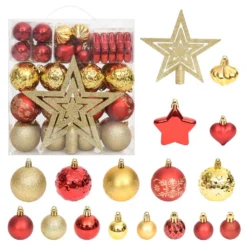 VIDAXL Ensemble De Boules De Noël 70 Pcs Doré Et Rouge