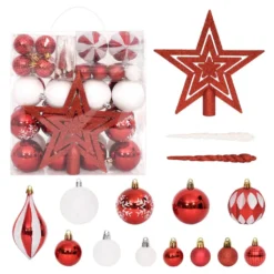 VIDAXL Ensemble De Boules De Noël 64 Pcs Rouge Et Blanc -Vidaxl Soldes Boutique 8720286380741 a en hd 1 635025e193dde 2
