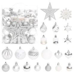 VIDAXL Ensemble De Boules De Noël 70 Pcs Argenté Et Blanc -Vidaxl Soldes Boutique 8720286380758 a en hd 1 635025e2d341d 2