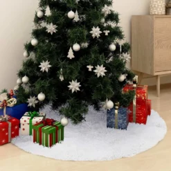 VIDAXL Jupe De Sapin De Noël Blanc 122 Cm Fausse Fourrure -Vidaxl Soldes Boutique 8720286445792 m en hd 1 61925564c200b 2
