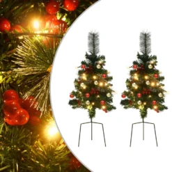 VIDAXL Arbres De Noël Artificiels D'allée Avec Led 2 Pcs 76 Cm Pvc