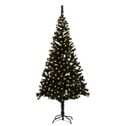 VIDAXL Sapin De Noël Artificiel Avec Led Et Support Noir 210 Cm Pvc