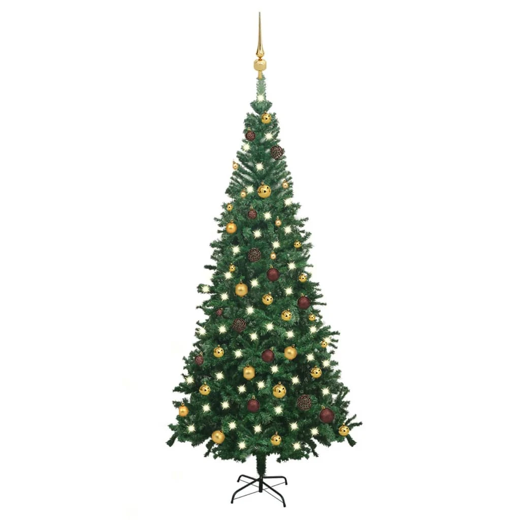 VIDAXL Arbre De Noël Artificiel Avec LED Et Boules L 240 Cm Vert 2 VIDAXL Arbre De Noël Artificiel Avec LED Et Boules L 240 Cm Vert – Image 2