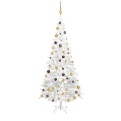 VIDAXL Arbre De Noël Artificiel Avec LED Et Boules L 240 Cm Blanc