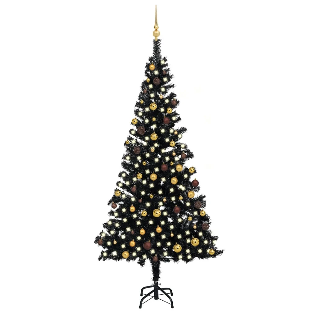 VIDAXL Arbre De Noël Artificiel Avec LED Et Boules Noir 240 Cm PVC 3 VIDAXL Arbre De Noël Artificiel Avec LED Et Boules Noir 240 Cm PVC – Image 3