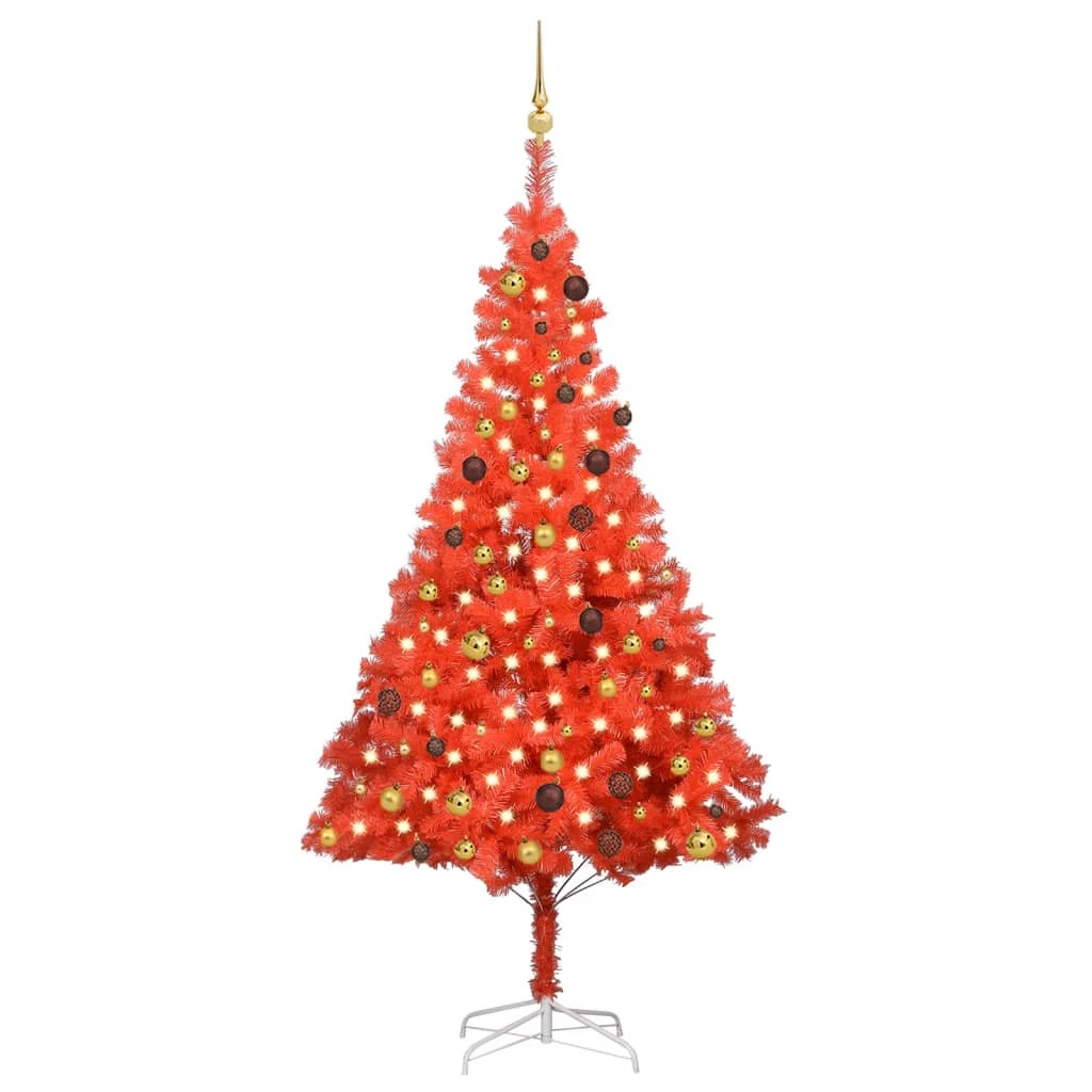 VIDAXL Arbre De Noël Artificiel Avec Led Et Boules Rouge 210 Cm Pvc 3 VIDAXL Arbre De Noël Artificiel Avec Led Et Boules Rouge 210 Cm Pvc – Image 3