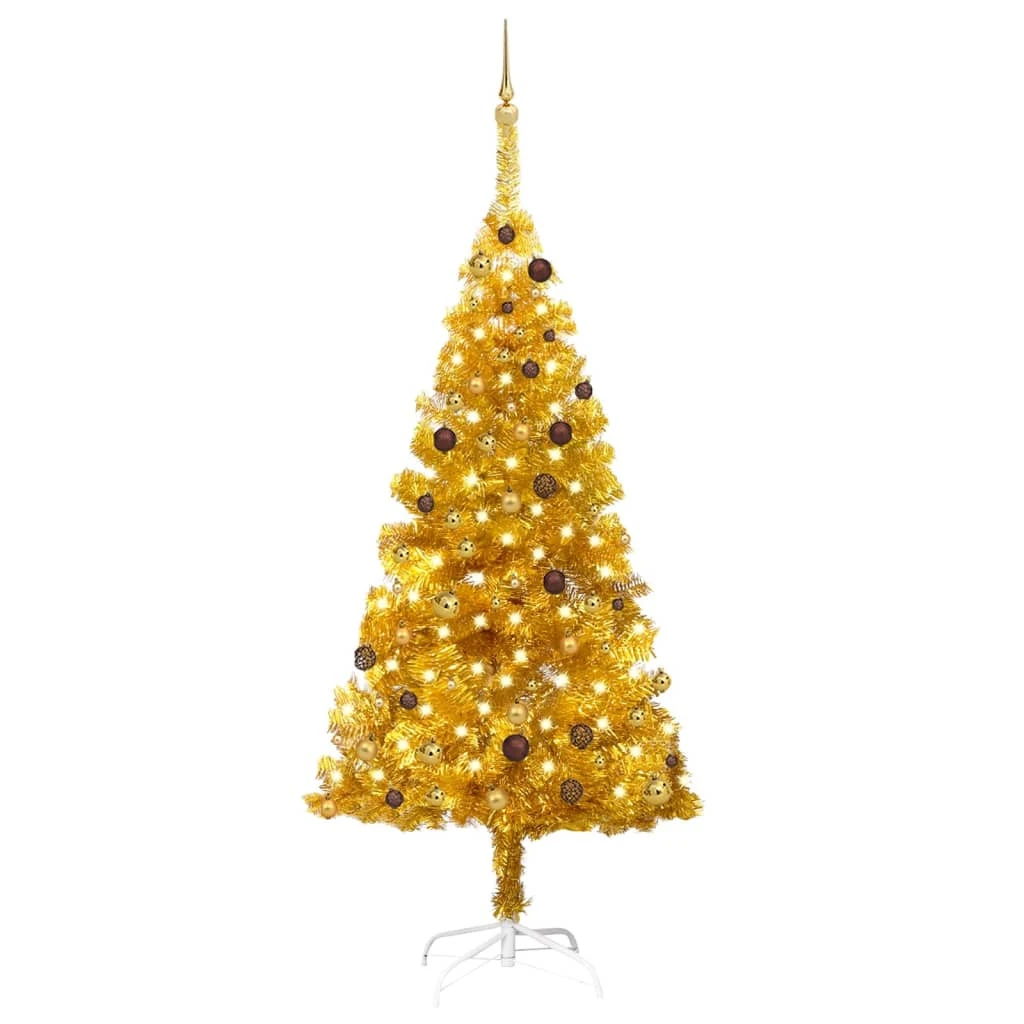 VIDAXL Arbre De Noël Artificiel Avec LED Et Boules Doré 210 Cm PET 3 VIDAXL Arbre De Noël Artificiel Avec LED Et Boules Doré 210 Cm PET – Image 3