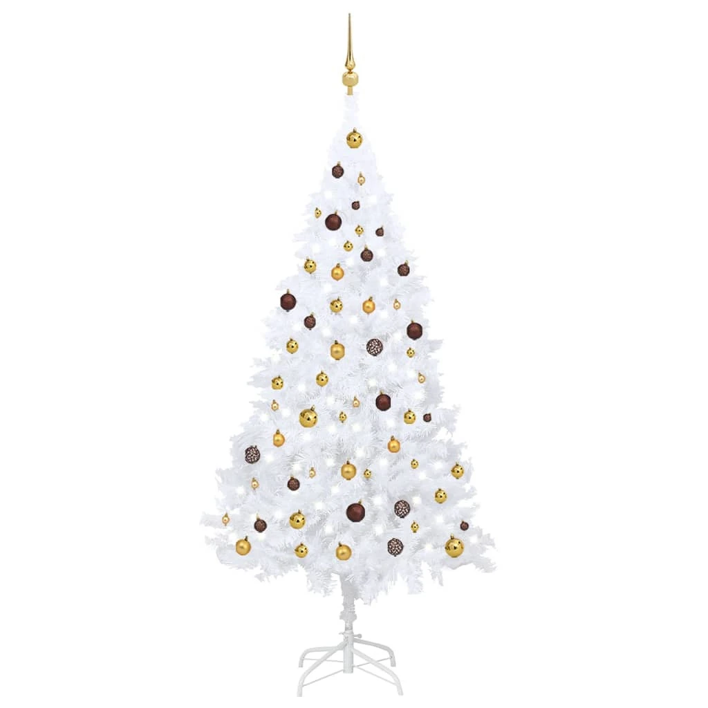 VIDAXL Arbre De Noël Artificiel Avec LED Et Boules Blanc 210 Cm PVC 3 VIDAXL Arbre De Noël Artificiel Avec LED Et Boules Blanc 210 Cm PVC – Image 3