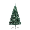 VIDAXL Demi-arbre De Noël Artificiel Avec LED Et Boules Vert 120 Cm