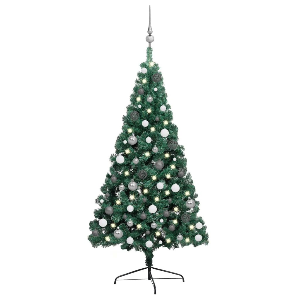 VIDAXL Demi-arbre De Noël Artificiel Avec LED Et Boules Vert 240 Cm 2 VIDAXL Demi-arbre De Noël Artificiel Avec LED Et Boules Vert 240 Cm – Image 2