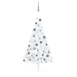VIDAXL Demi-arbre De Noël Artificiel Avec LED Et Boules Blanc 120 Cm -Vidaxl Soldes Boutique 8720286497418 a en hd 1 6176e5993d71b 2