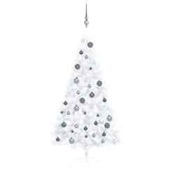 VIDAXL Demi-arbre De Noël Artificiel Avec LED Et Boules Blanc 150 Cm