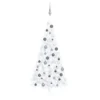 VIDAXL Demi-arbre De Noël Artificiel Avec LED Et Boules Blanc 210 Cm