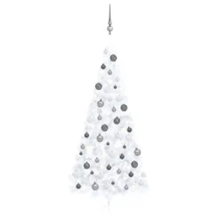 VIDAXL Demi-arbre De Noël Artificiel Avec LED Et Boules Blanc 240 Cm -Vidaxl Soldes Boutique 8720286497456 a en hd 1 6176e59c57612 2