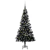 VIDAXL Arbre De Noël Artificiel Avec LED Et Boules Noir 120 Cm PVC