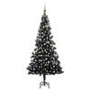VIDAXL Arbre De Noël Artificiel Avec LED Et Boules Noir 210 Cm PVC