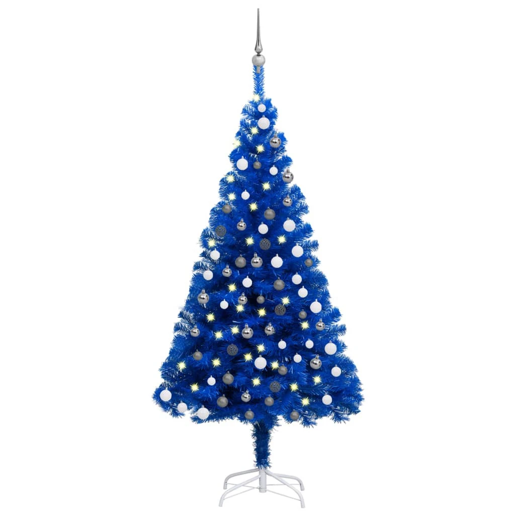VIDAXL Arbre De Noël Artificiel Avec LED Et Boules Bleu 180 Cm PVC 3 VIDAXL Arbre De Noël Artificiel Avec LED Et Boules Bleu 180 Cm PVC – Image 3