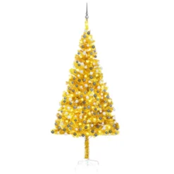 VIDAXL Arbre De Noël Artificiel Avec LED Et Boules Doré 210 Cm PET