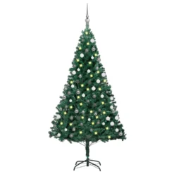 VIDAXL Arbre De Noël Artificiel Avec LED Et Boules Vert 120 Cm PVC