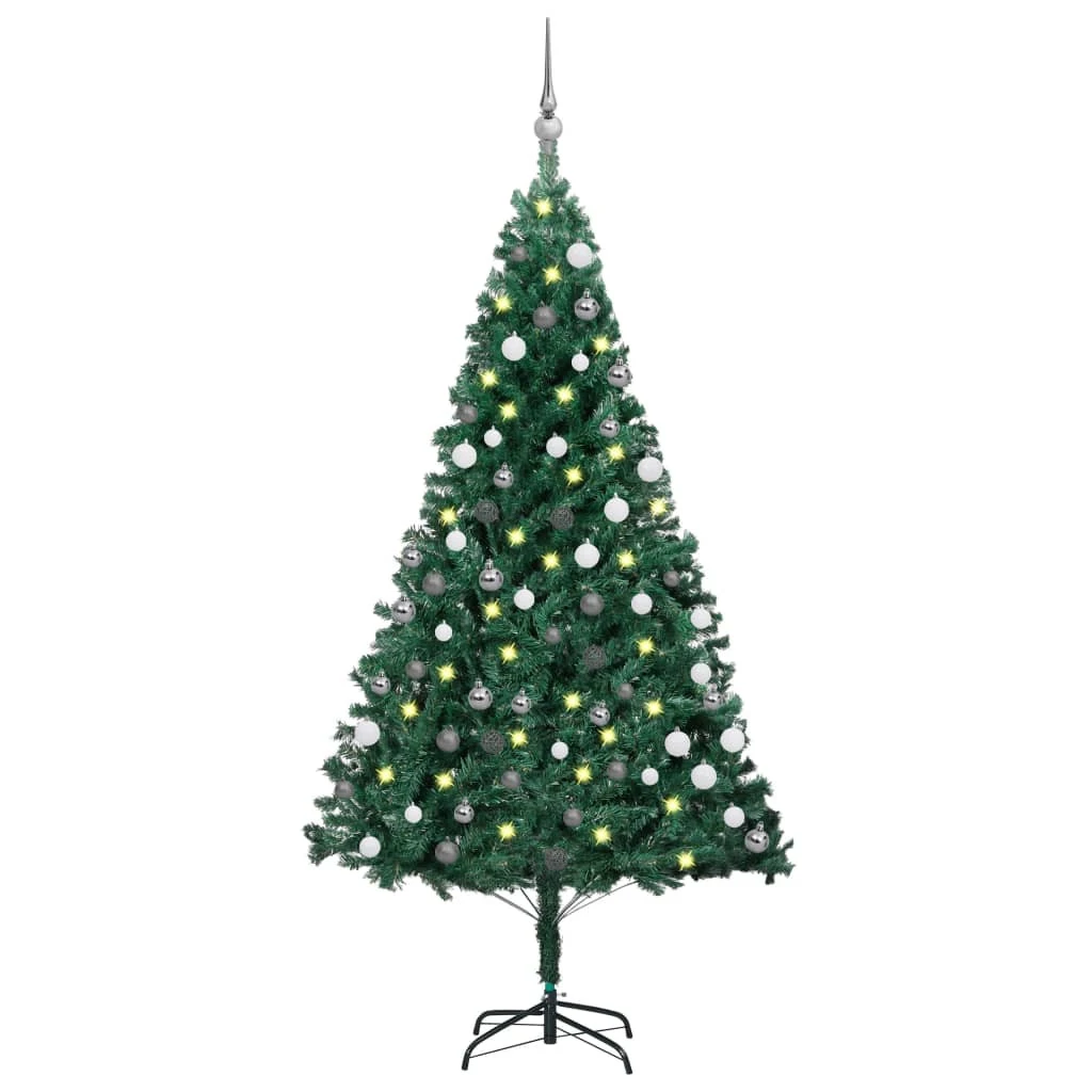 VIDAXL Arbre De Noël Artificiel Avec LED Et Boules Vert 120 Cm PVC 1 VIDAXL Arbre De Noël Artificiel Avec LED Et Boules Vert 120 Cm PVC