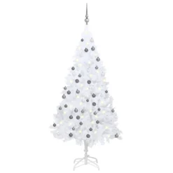 VIDAXL Arbre De Noël Artificiel Avec LED Et Boules Blanc 180 Cm PVC