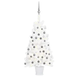 VIDAXL Arbre De Noël Artificiel Avec LED Et Boules Blanc 90 Cm